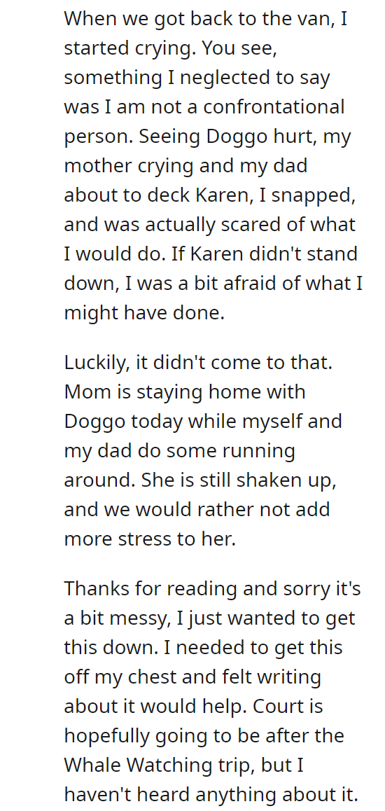 Lady Mistakes my Parents as Employees, and Stomps on Mom's Service Dog's Tail.