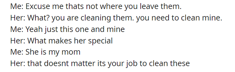 Lady lost her mind when I wouldnt clean her mat.
