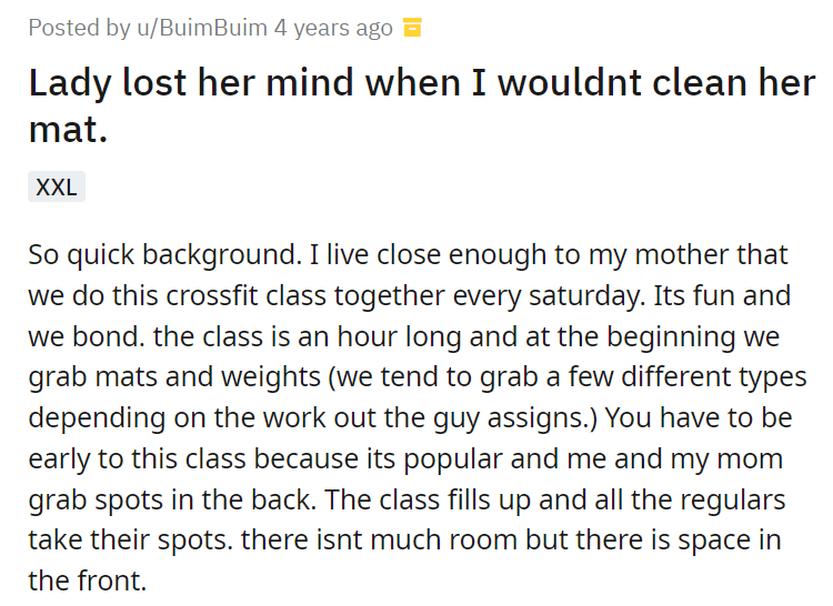 Lady lost her mind when I wouldnt clean her mat.