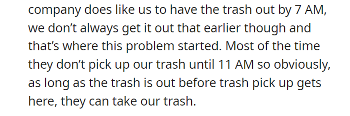 My neighbor told me I couldn’t put out my trash, so I put his on vacation hold