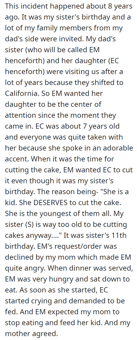 Sister's birthday ruined by Entitled birthday and her daughter 