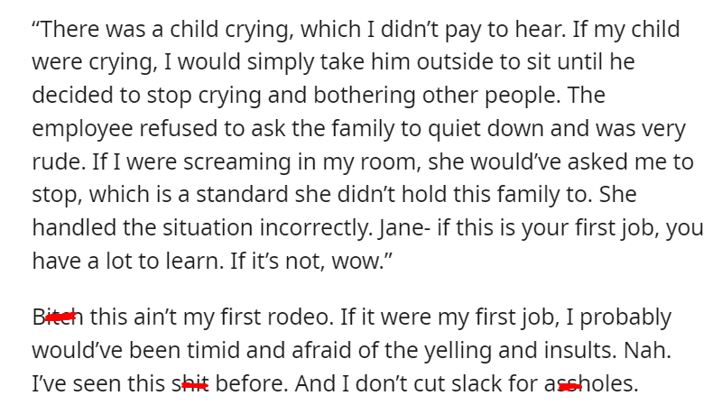 Sold out means sold out, Jennifer. Screaming “you MORON” at me in front of a lobby full of people and then calling corporate doesn’t change that.