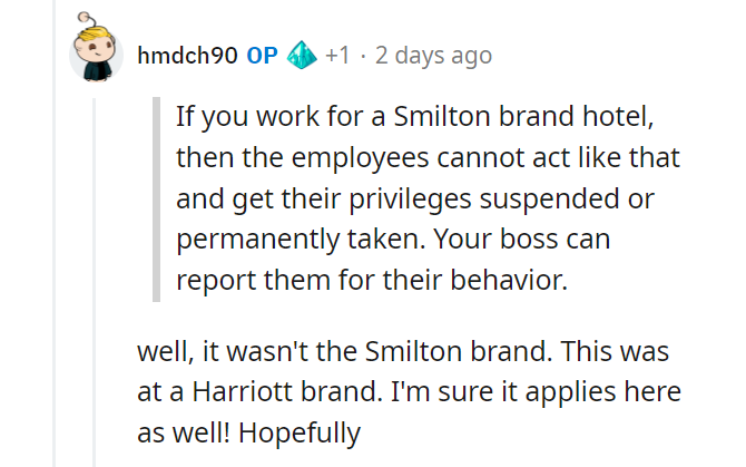 Super rude guest using her employee rate