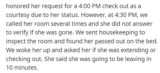 Super rude guest using her employee rate