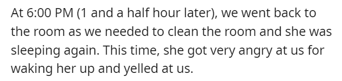 Super rude guest using her employee rate