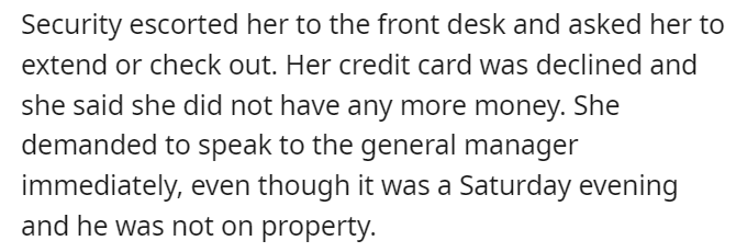 Super rude guest using her employee rate