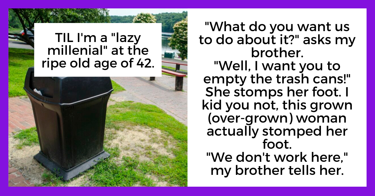 Entitled Lady In The Amusement Park Mistakes Brother And Sister As The Park Employees And Asks Them To Empty The Trash Cans