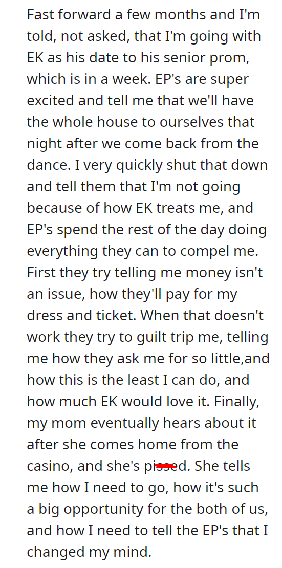 EP's try to pimp me out to an EK and try to ruin my life when I don't let them.