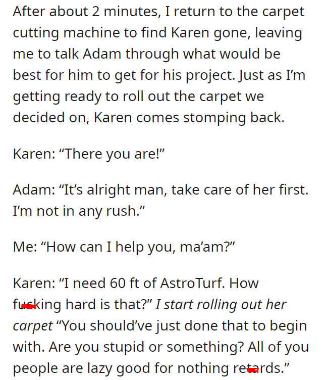 Ex employee chews out a Karen
