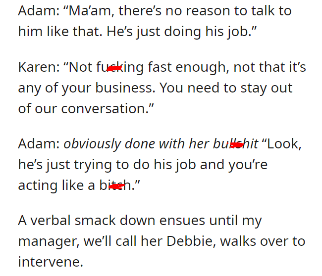 Ex employee chews out a Karen