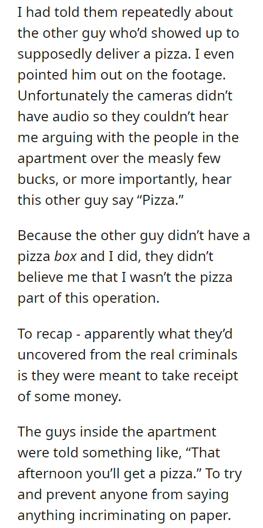 Falsely accused of working with crime syndicate because I delivered them a pizza