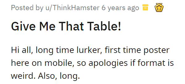 Give Me That Table