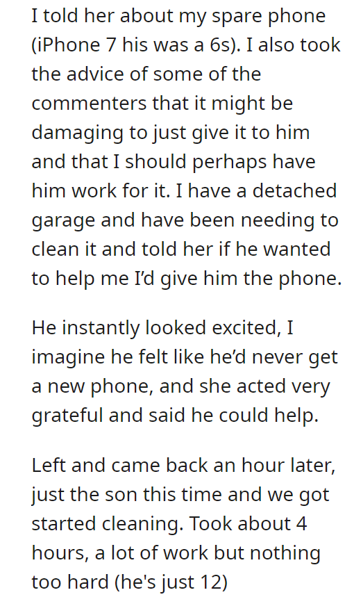 Kid put stuff in yard; ran over it with mower; mother wants me to pay.