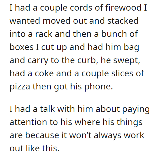 Kid put stuff in yard; ran over it with mower; mother wants me to pay.