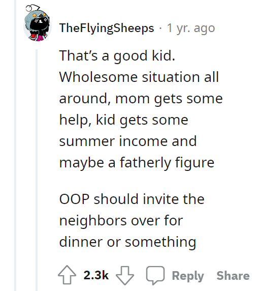 Kid put stuff in yard; ran over it with mower; mother wants me to pay.