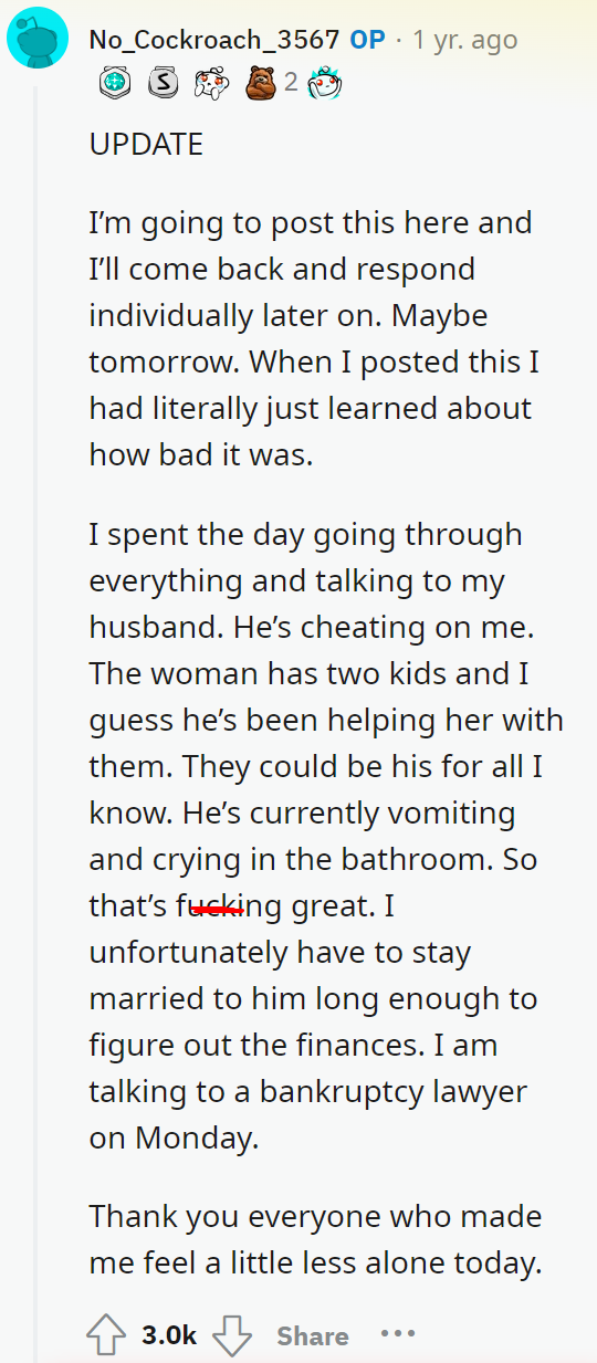My husband has been lying to me about our finances and we are fucked