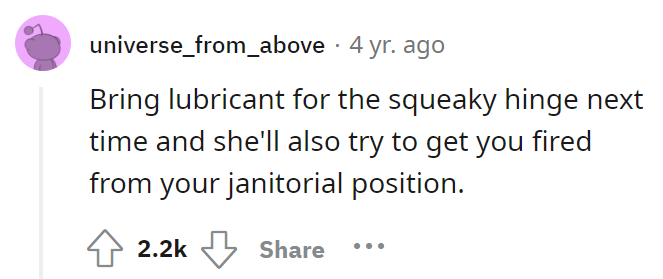 Woman wants me fired from somewhere I don't work, without actually speaking to me.