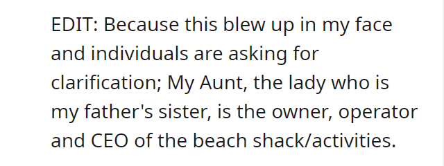 You don't know owner. You just insulted her niece.